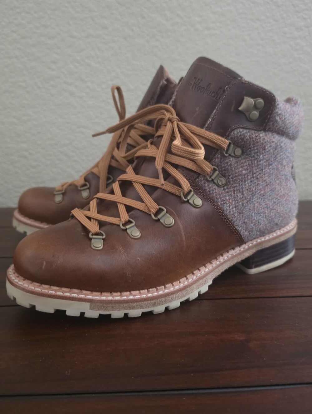 Woolrich Rockies Brown Wool Leather Winter Hiker Boots Womens Sz 10 EUR 40.5